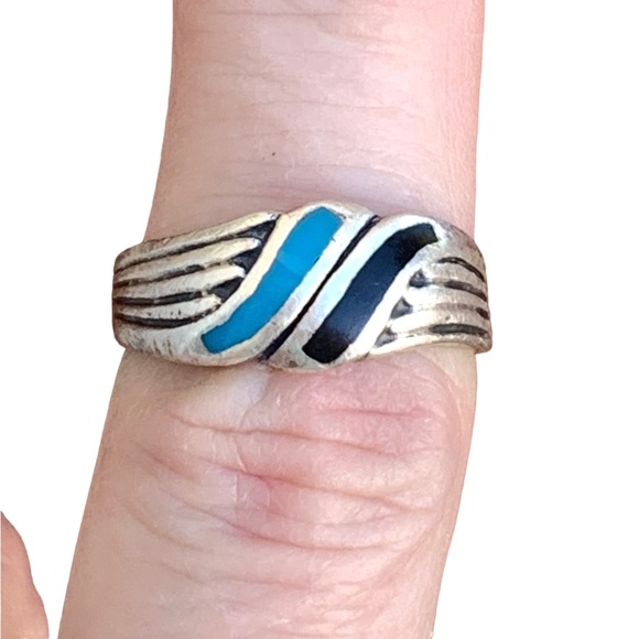 unbranded Jewelry - Black Onyx & Turquoise 925 Silver Unisex Ring Womans Mens Jewelry